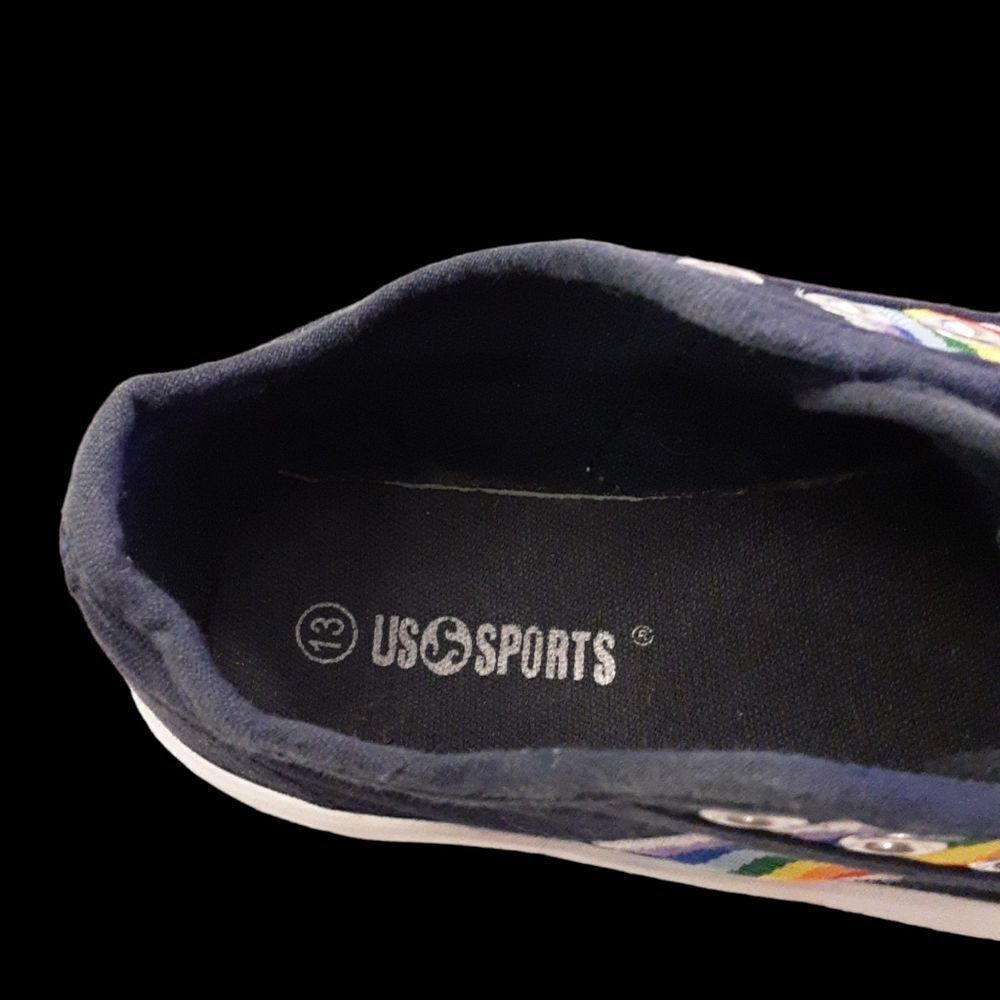 US Sports Sneakers‎ Navy Rainbow Rubber Toe Kids sz 13 - Picture 7 of 13